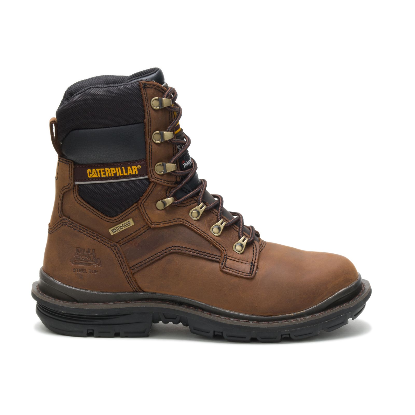 Caterpillar Boots Karachi - Caterpillar Flexion Generator 8" Waterproof Thinsulate™ Steel Toe Mens Steel Toe Boots Dark Brown (653704-JID)